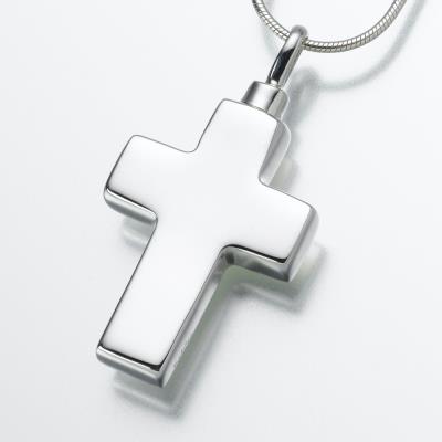 sterling silver large cross cremation pendant necklace